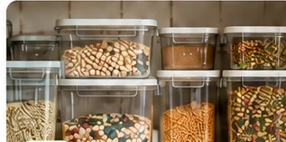 Organized pantry food storage jars