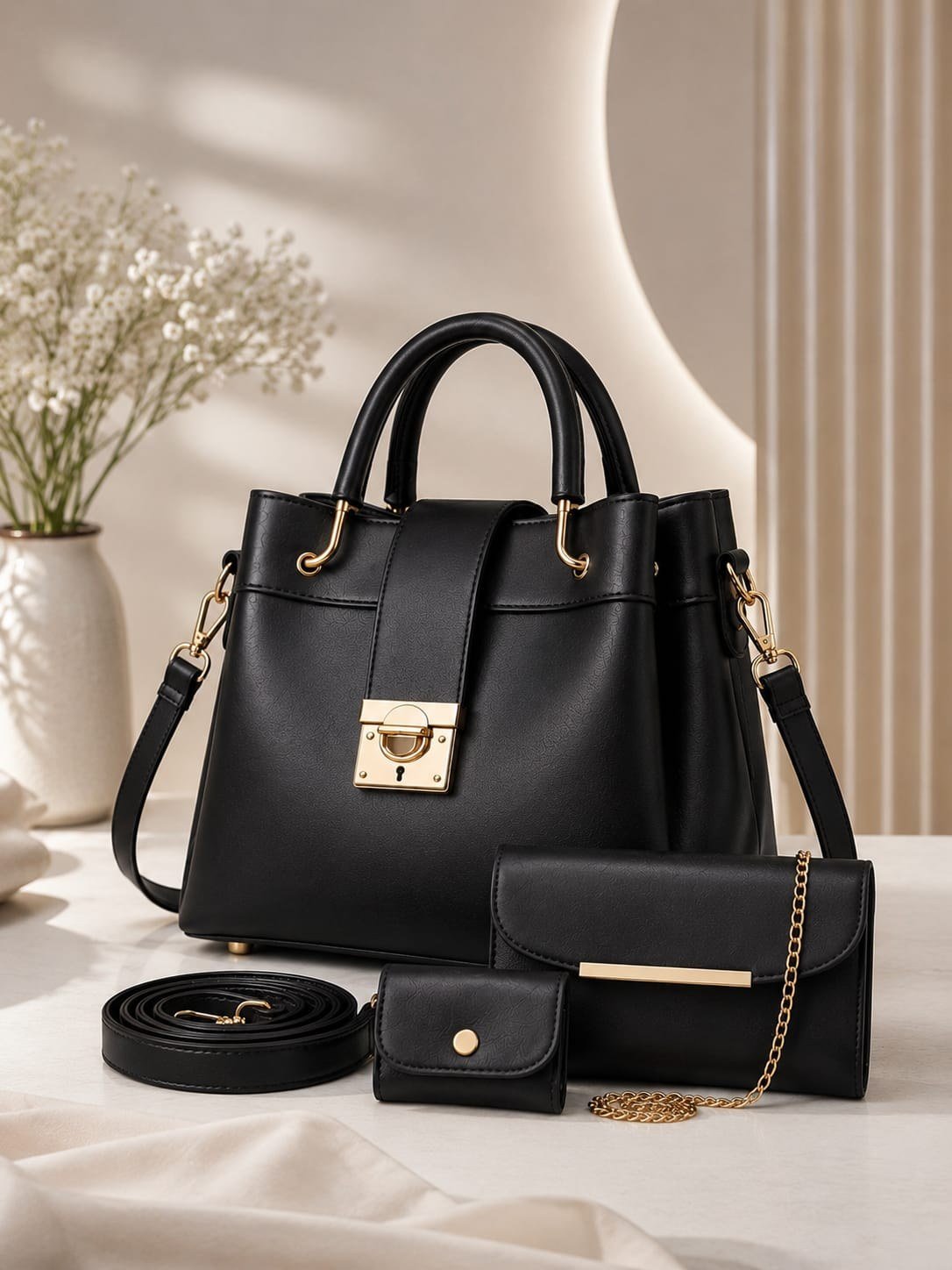 3-PCS PREMIUM SOFT LEATHER HANDBAGS enlarged