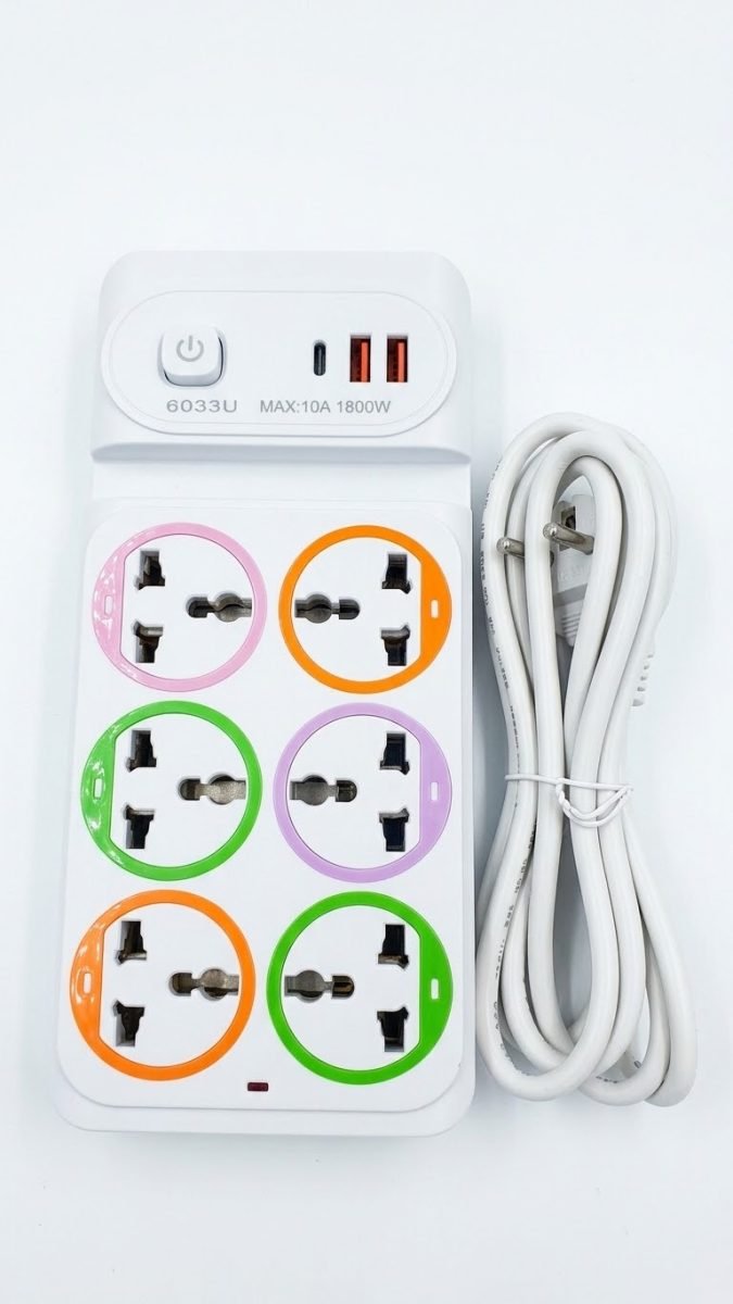 6-Way Extension Socket with USB Charger