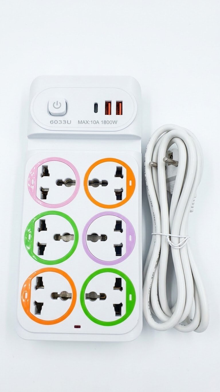 6-Way Extension Socket with USB Charger enlarged