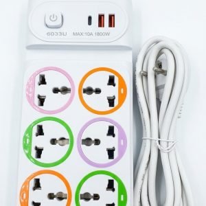 6-Way Extension Socket with USB Charger