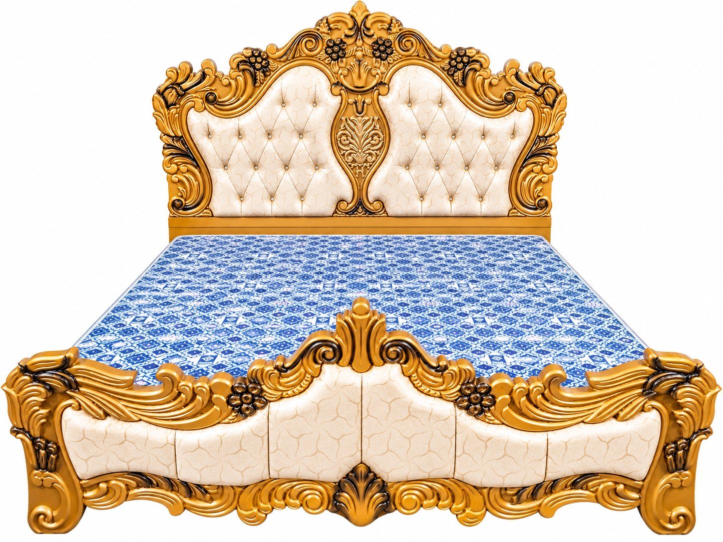 Intricately carved wooden bed enlarged