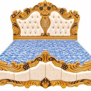 Intricately carved wooden bed