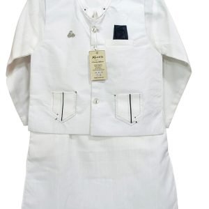 3 piece Cotton Dress For 3 to 6 years kids - White